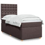 vidaXL Boxspring met matras stof donkerbruin 90x200 cm, Verzenden, Nieuw