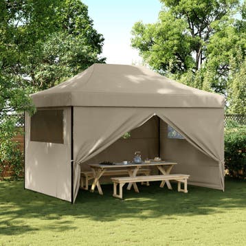 vidaXL Partytent 410 x 279 x 315 cm Taupe met Zwart Frame, Verzenden