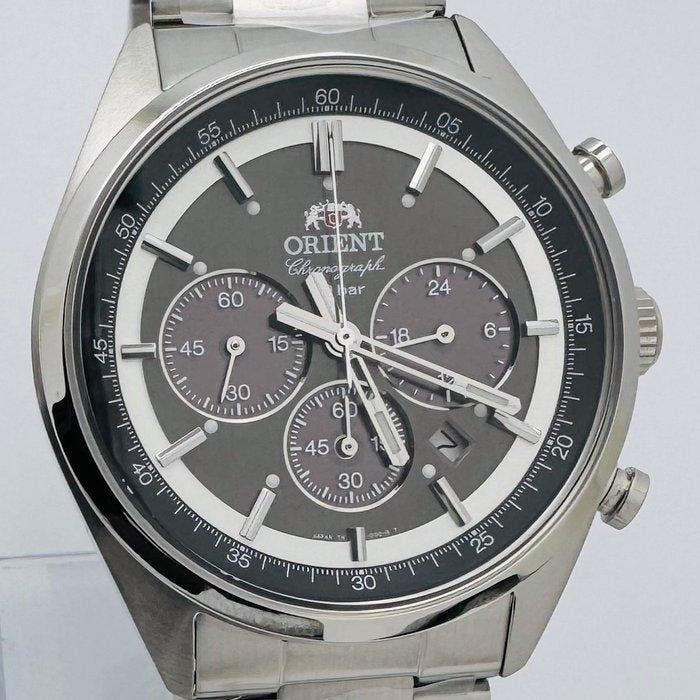 Orient - Neo70s Solar Chronograph - Grey Dial - Zonder, Handtassen en Accessoires, Horloges | Heren