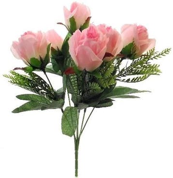 Zijden Rozen met Gips en Blad Lichtroze Boeketje 33 cm