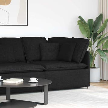 vidaXL Modulaire hoekmodule bank met kussens 100 cm zwart, Verzenden, Nieuw