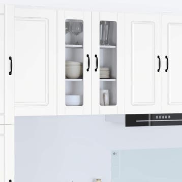 vidaXL Wandglas Kasten PORTO Wit 60 x 31 x 80 cm Bewerkt, Verzenden