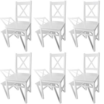 vidaXL Eetkamerstoelen 6 st grenenhout wit, Verzenden, Nieuw