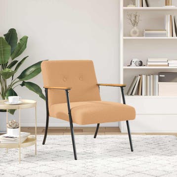vidaXL Fauteuil Beige Kratig Wolachtig Stof, Verzenden
