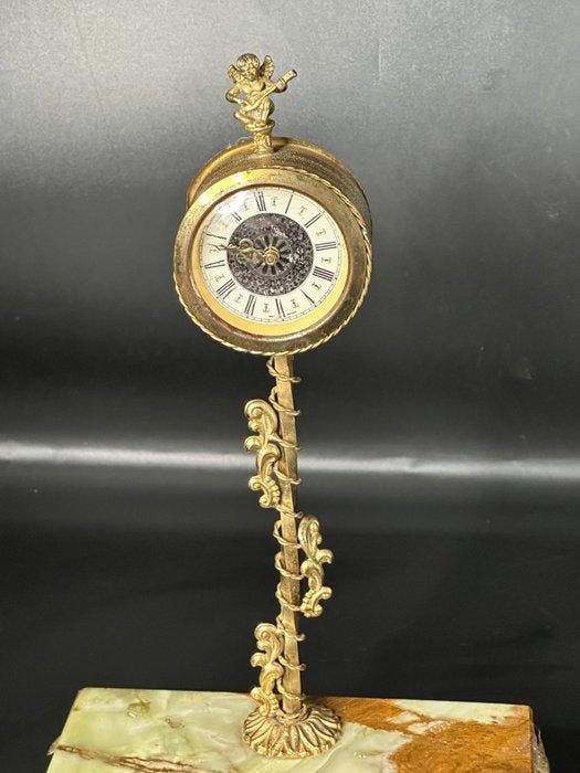 Horloge - Antique Métal, Onyx - 1950-1960, Antiquités & Art, Antiquités | Horloges