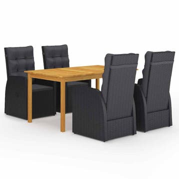 vidaXL 5-delige Tuinset zwart, Verzenden, Nieuw, Tuinset