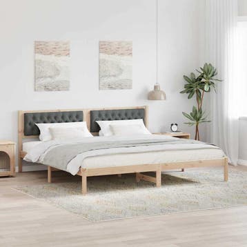 vidaXL Bedframe Donkergrijs 200 x 200 cm Massief grenenhout, Verzenden, Nieuw