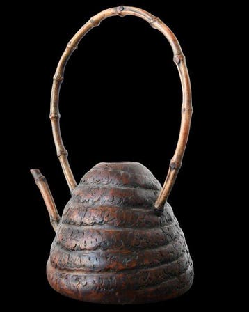 Theepot - Kunstobject Okimono - Bamboewortel, Bamboe - H