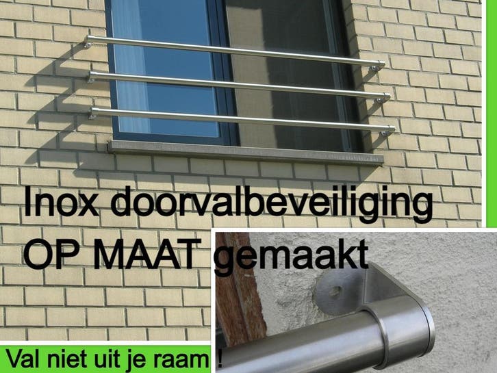 Doorvalbeveiliging voor ramen - inox valbeveiliging OP MAAT, Bricolage & Construction, Vitres, Châssis & Fenêtres, Enlèvement