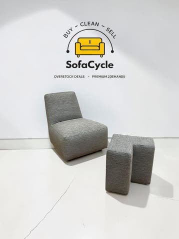 Koozo Robin Junior fauteuil grijs met poef – tweedehands, Verzenden, Nieuw