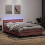 vidaXL Boxspring met matras en LED fluweel roze 160x220 cm, Verzenden, Nieuw