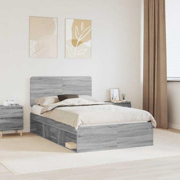 vidaXL Bedframe Grijs Sonoma 120 x 190 cm Massief grenenhout, Huis en Inrichting, Slaapkamer | Bedden, Verzenden, Nieuw