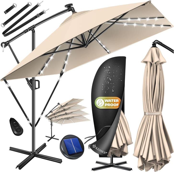 KESSER® Parasol 250 x 250 cm met ledverlichting, parasol voo, Huis en Inrichting, Woonaccessoires | Overige, Nieuw, Verzenden