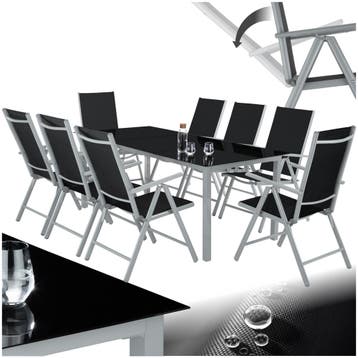 Aluminium zitgroep 8+1 - zilver, Tuin en Terras, Verzenden, Nieuw
