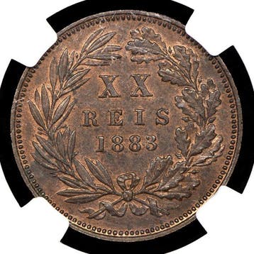 Portugal. D. Luís I (1861-1889). XX Reis 1883 - NGC - AU 58