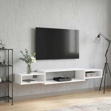 vidaXL Wand gemonteerd TV Kast Muurmontage Wit 180 x 28 x 21, Verzenden