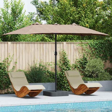 vidaXL Tuinparasol Taupe 385 x 209 x 244 cm Polyester en, Verzenden