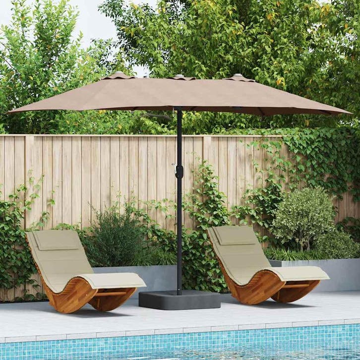 vidaXL Tuinparasol Taupe 385 x 209 x 244 cm Polyester en, Jardin & Terrasse, Parasols, Envoi
