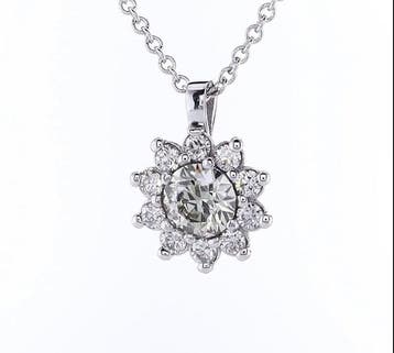 Zonder minimumprijs - Ketting met hanger - 14 karaat Witgoud