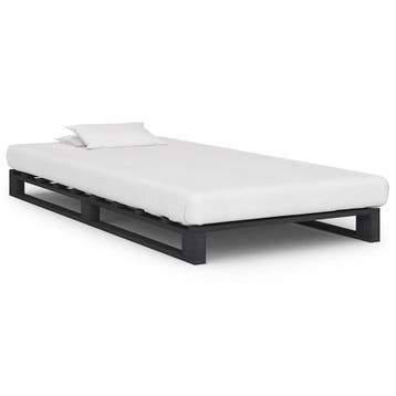vidaXL Bedframe pallet massief grenenhout grijs 90x200 cm, Verzenden, Nieuw