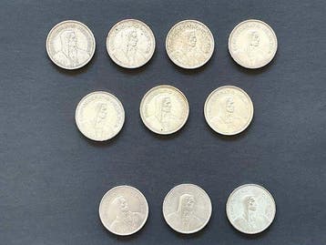 Suisse. 5 Francs 10x 1932/1973, incl. silver (Sans prix de