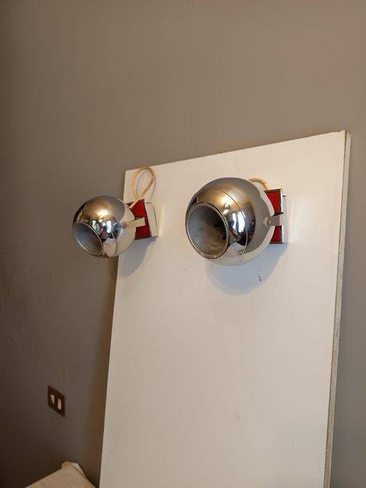 Lamp (2) - oogbal - Staal, Antiquités & Art, Antiquités | Éclairage