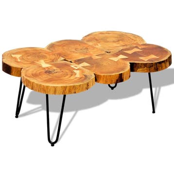 vidaXL Salontafel met 6 boomstammen 35 cm massief acaciahout, Huis en Inrichting, Verzenden, Nieuw