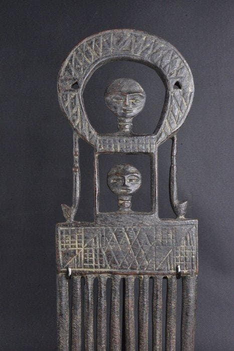 Houten kam op een metalen sokkel - Ashanti - Ghana, Antiek en Kunst, Kunst | Niet-Westerse kunst