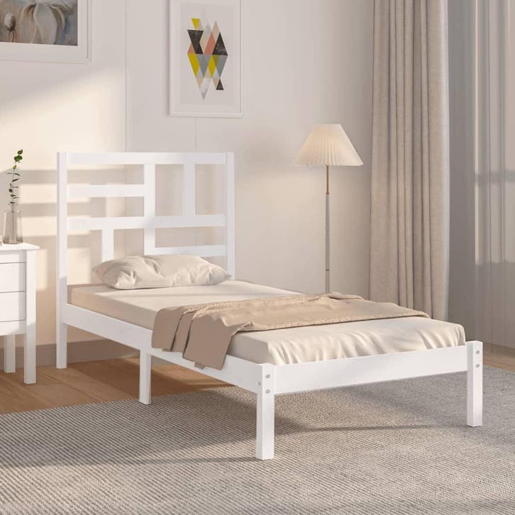 vidaXL Bedframe massief hout wit 90x190 cm, Maison & Meubles, Chambre à coucher | Lits, Envoi