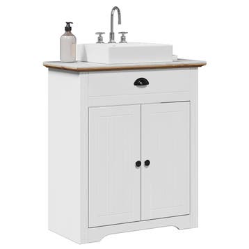 vidaXL Wastafelkast BODO 70x35x80 cm wit en bruin, Verzenden