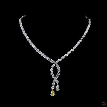 Collier - 14 carats Or blanc - 20.27ct. tw. Diamant (Diamant, Handtassen en Accessoires, Nieuw