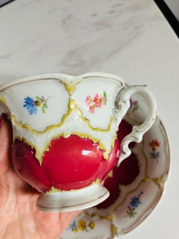 Meissen - Tasse et soucoupe (2) - B-Form - Porcelaine -