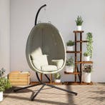 vidaXL Hangstoel met standaard stof en staal beige, Verzenden, Nieuw