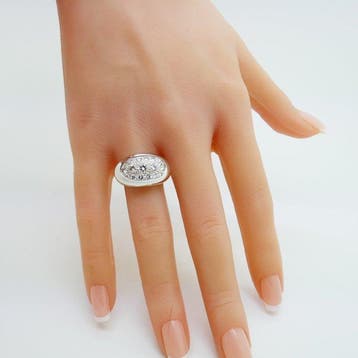 Cocktailring - 18 karaat Witgoud - 1.00ct. tw. Diamant