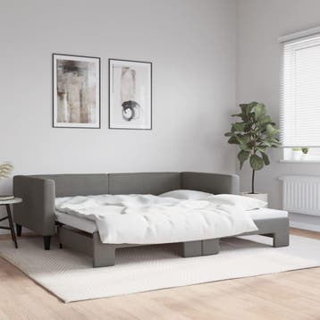 vidaXL Slaapbank met onderschuifbed 100x200 cm stof, Verzenden, Nieuw