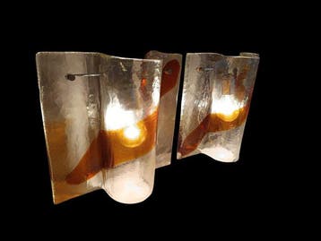 Av Mazzega - Wandlamp (2) - Muranoglas, Staal