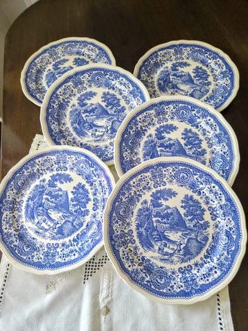 Villeroy & Boch - 6x Burgenland Blau Große Speiseteller –, Antiquités & Art