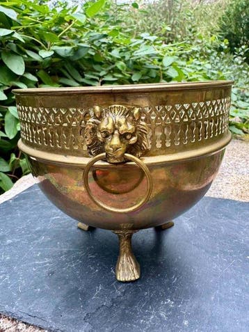 Jardinière - Messing - Barok leeuw