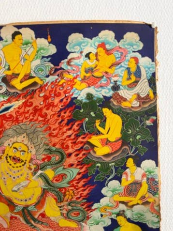 Tibetaanse boeddhistische thangka met voorstelling van Witte, Antiquités & Art