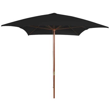 vidaXL Parasol met houten paal 200x300 cm zwart, Verzenden