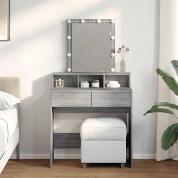 vidaXL Kaptafel met LED 80x41x144,5 cm grijs sonoma, Verzenden