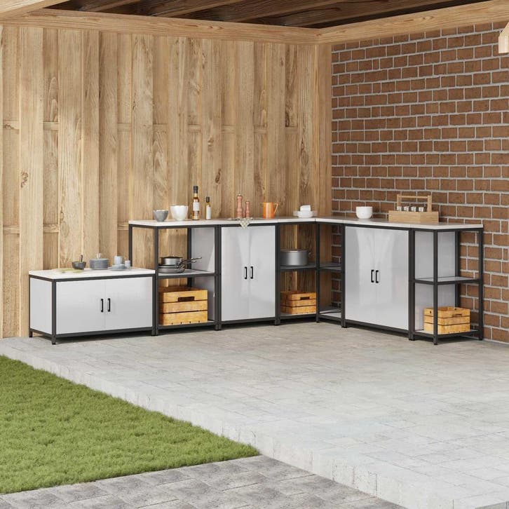 vidaXL Keukenopslag Kast HATTEM Zilverkleurig 60 x 50 x 92, Huis en Inrichting, Kasten | Overige, Nieuw, Verzenden