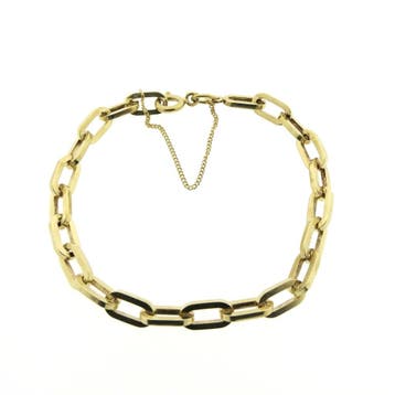 Gouden closed forever schakelarmband; 19 cm, Ophalen of Verzenden, Gebruikt, Goud, Goud