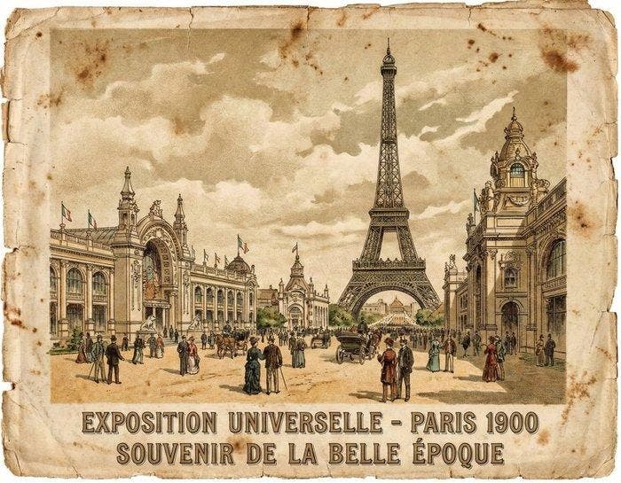 CREATIVE_HUB - Vintage postcard style Paris 1899 expo, Antiquités & Art, Curiosités & Brocante
