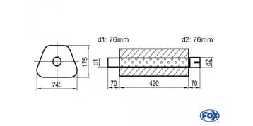 FOX Uni-geluiddemper trapezium met mof - verwerking 711 245x, Verzenden
