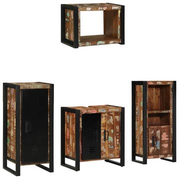 vidaXL Badkamermeubel Set met lade 4 pcs Massief, Verzenden, Nieuw