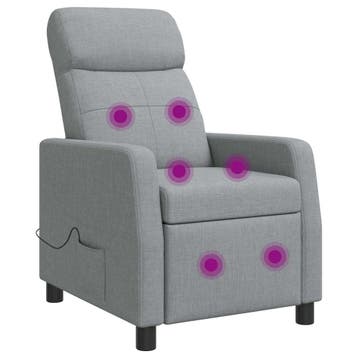 vidaXL Massage Relaxstoel Lichtgrijs Stof, Verzenden, Nieuw