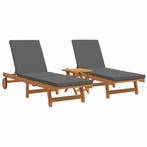 vidaXL Ligstoel 2-persoon 3 pcs Bruin Massief Acacia Hout, Verzenden, Nieuw