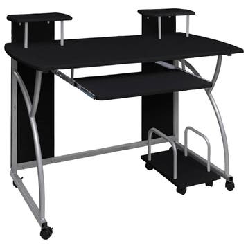 vidaXL Computerbureau 110x52x88,5 cm bewerkt hout zwart, Verzenden