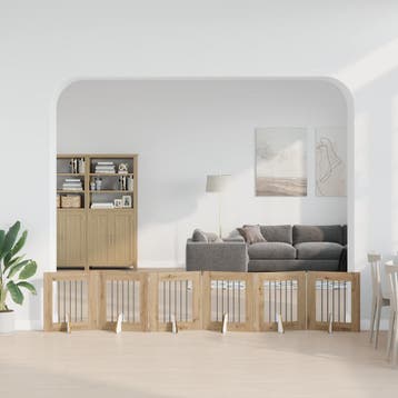 vidaXL Opvouwbaar hondenhekje met standaards 6 st Artisanaal, Verzenden